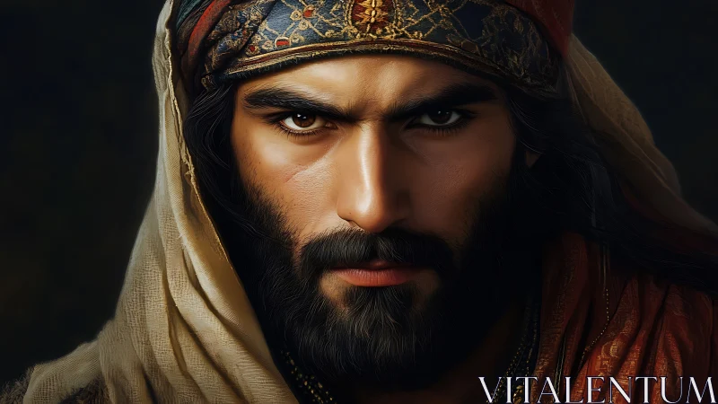 Intense desert wanderer with soulful, story-filled eyes.