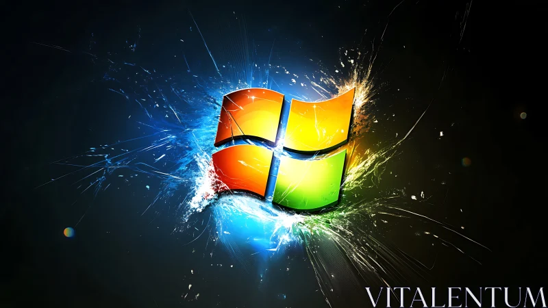 Shattered neon window bursts open in a cosmic software storm