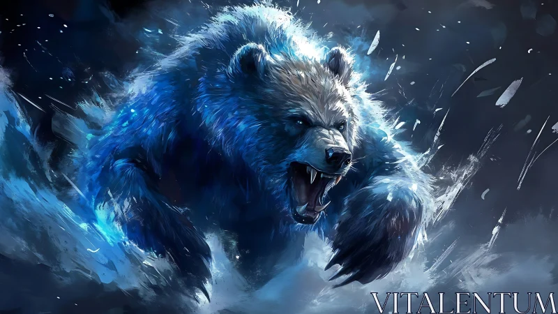 Frostbitten thunder bear lunges through a storm of shattered ice.
