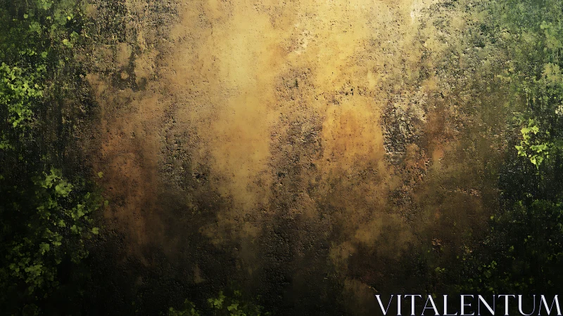 Forest-swept golden wall where moss and light quietly collide.