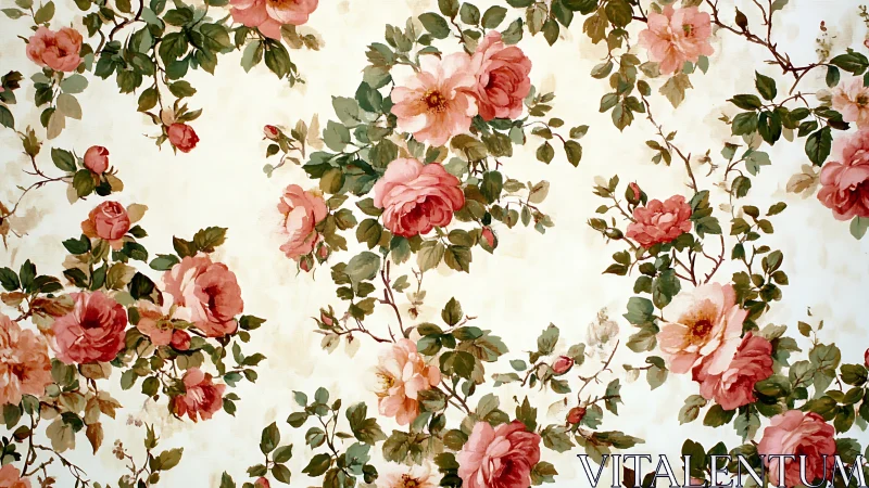 Repeating rose motif forms a balanced floral surface pattern