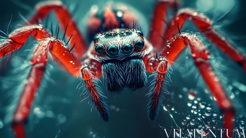Vivid macro portrait captures a neon-colored spider in detail.