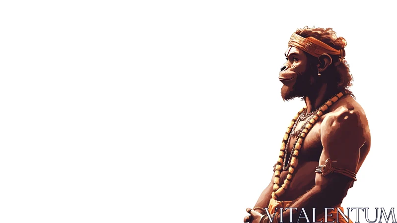 Stoic monkey warrior studies silence on an endless white