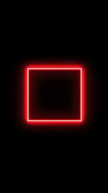 Neon red square glows on black background with soft blur