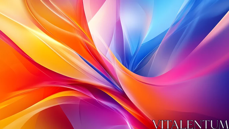 Radiant color ribbons flow in a luminous abstract space.