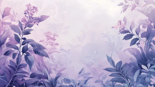 Soft lavender garden bathed in dreamy morning light.