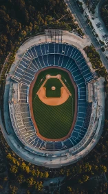 Top down view shows symmetrical baseball stadium geometry