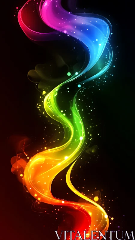 Chromatic ribbon of light swirling through cosmic night.