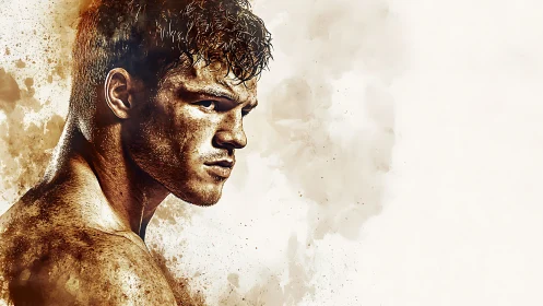 Digital painting study of gritty male portrait in profile focus.