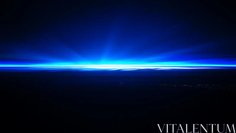 Celestial blue horizon flare ignites a midnight dreamscape.