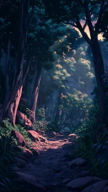 Glowing Path Through the Ancient Forest.