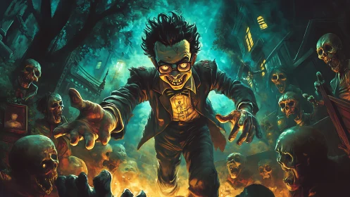 Wild-eyed ghoul dives into a neon-lit night of mischief