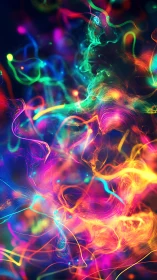 Neon light streams swirl in a vivid abstract energy storm.