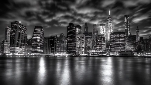 City lights etch electric runes across the midnight river