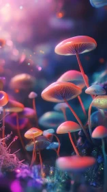 Bioluminescent mushrooms whisper neon secrets to the dusk