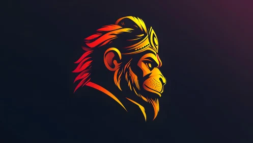 Vibrant Vector Art of Majestic Monkey King in Profile View.