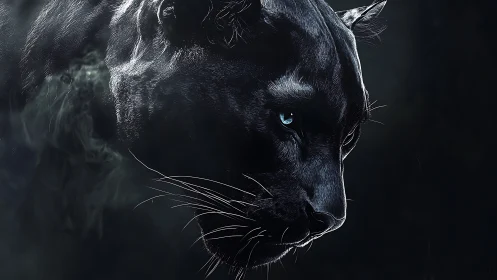 Black Panther Profile Against Dark Background