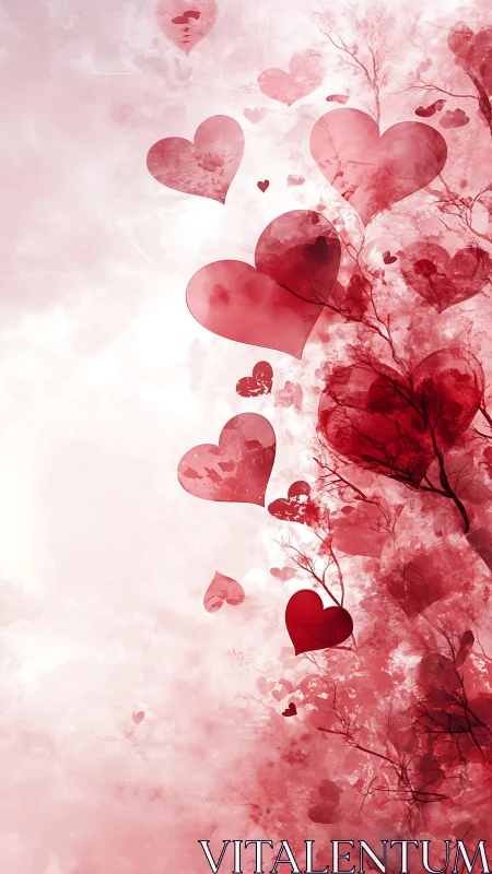 Romantic Hearts Dancing Through a Soft Pink Dream