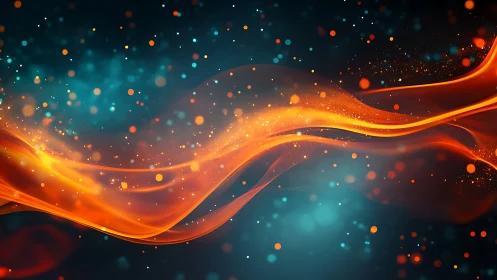 Luminous Waves: Where Fire Meets Turquoise Dreams.