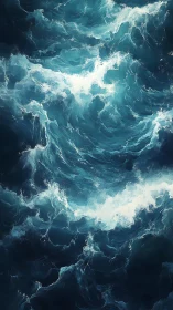 Turbulent ocean vortex rendered with layered foaming wave dynamics