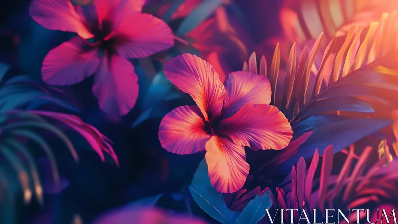 Neon Iris Bloom: Where Magenta Whispers Meet Electric Ferns.