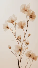 Dried Wildflowers in Soft Beige Tones Against Neutral Background