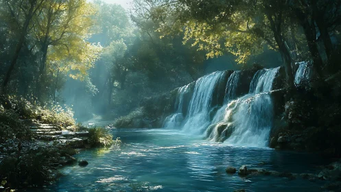 Serene Forest Waterfall in Paradise