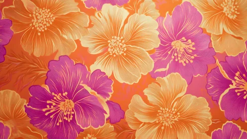 Vibrant Floral Bloom Pattern. Warm Palette Design.