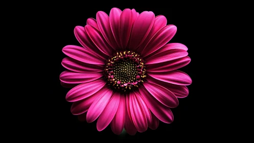 Radiant Pink Gerbera Daisy Blooming Against Black