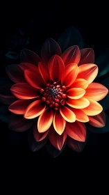 Luminescent Dahlia Bloom: Radiant Petal Gradation with Structured Spiral Core.