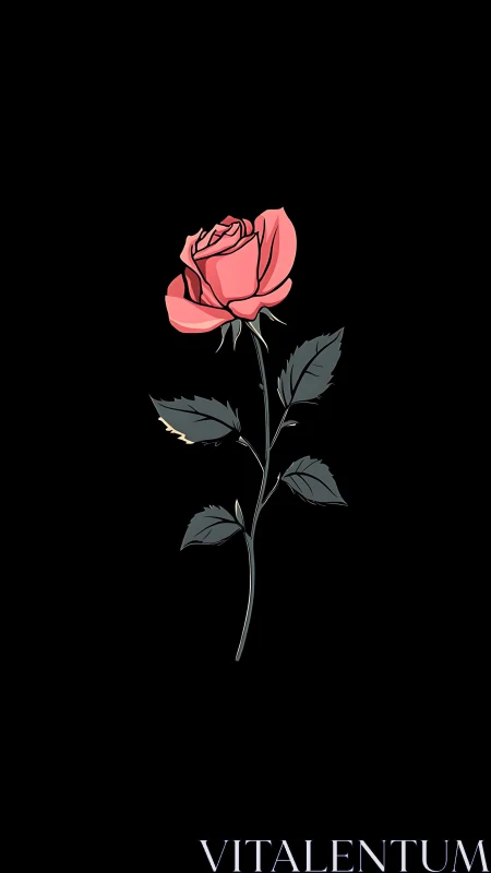 A Graceful Coral Rose Blooms Against Darkness