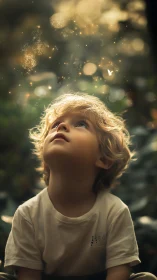 Photorealistic portrait of child in luminous bokeh field.