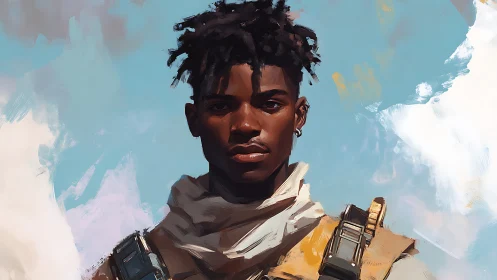 Digital portrait of young male figure in outdoor gear.