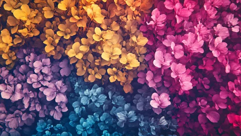 Chromatic hydrangea field with gradient spectral partitioning.