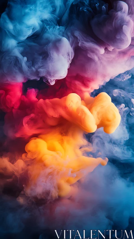 Vibrant colored smoke clouds in swirling abstract motion.