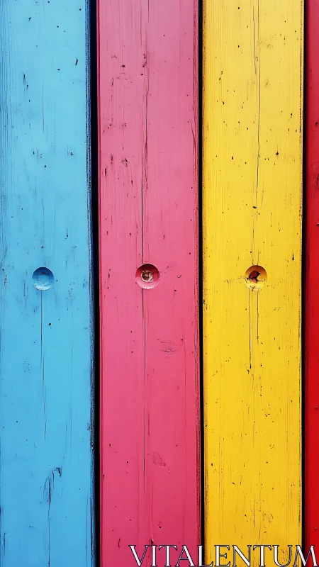 Vertical chromatic timber panels with minimal geometric structure.