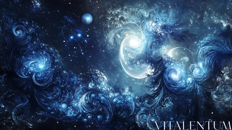 Cosmic vortex panorama in luminous digital painting composition.