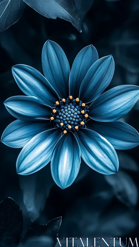Serene Blue Daisy Blooms with Golden Accents
