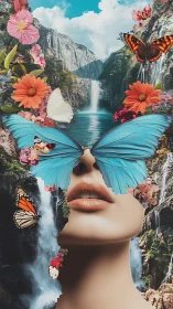Butterfly lens daydream over waterfall crowned valleys.