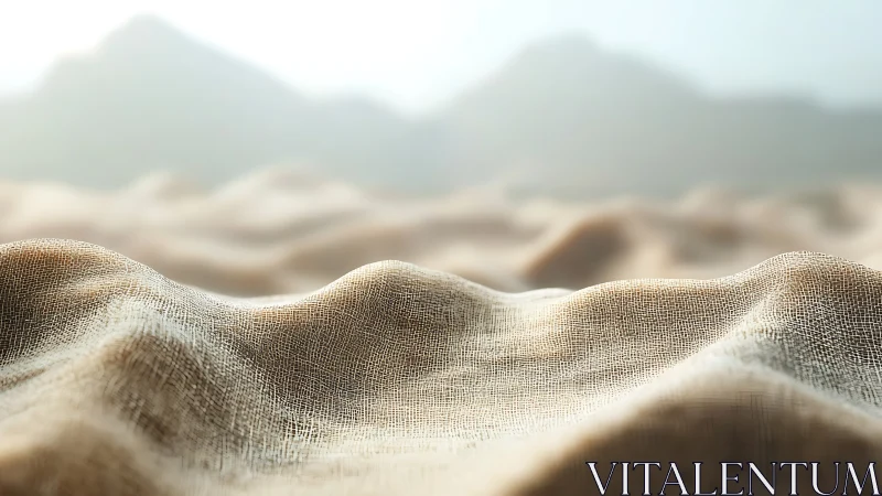 Linen dunes drift softly beneath distant ghostly mountains.