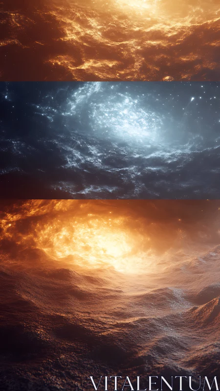 Tri-band volumetric nebula oceans in thermal contrast fields.