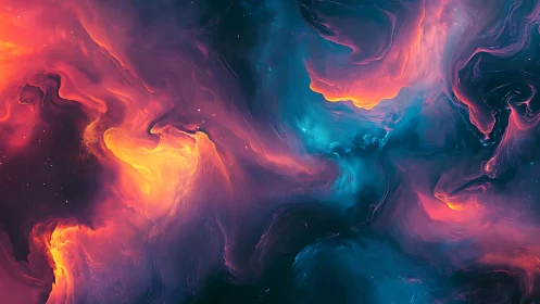 Glowing cosmic clouds swirling in dreamy neon color.