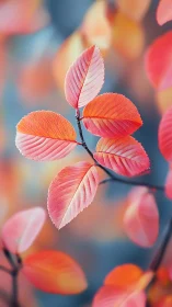 Crimson autumn leaves in dreamy soft-focus bokeh field.