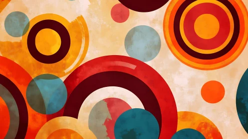 Retro concentric circles pulse through warm abstract field.