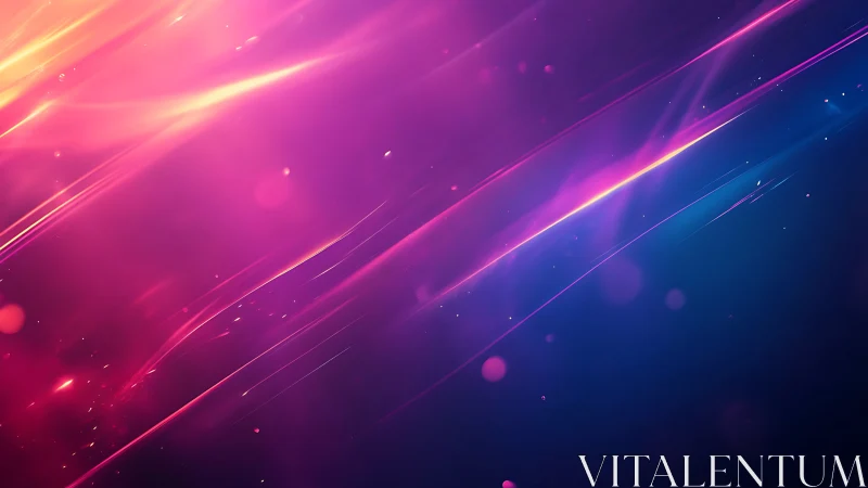 Diagonal neon light streaks traverse a pink to blue gradient