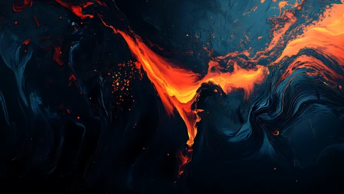 Lava flow visualization with teal and orange color gradient