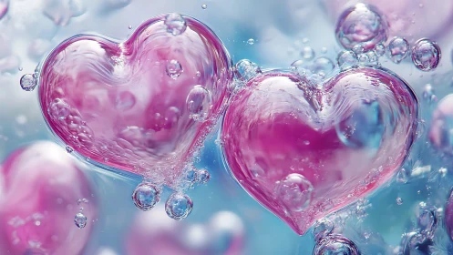 Luminous Hearts Float Through Crystalline Wonderland