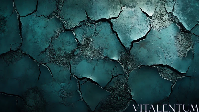 Fractured teal crust with high-relief surface fissuring texture.