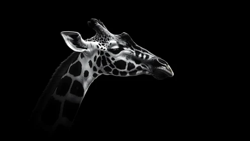 High-contrast giraffe profile isolated by low-key side lighting