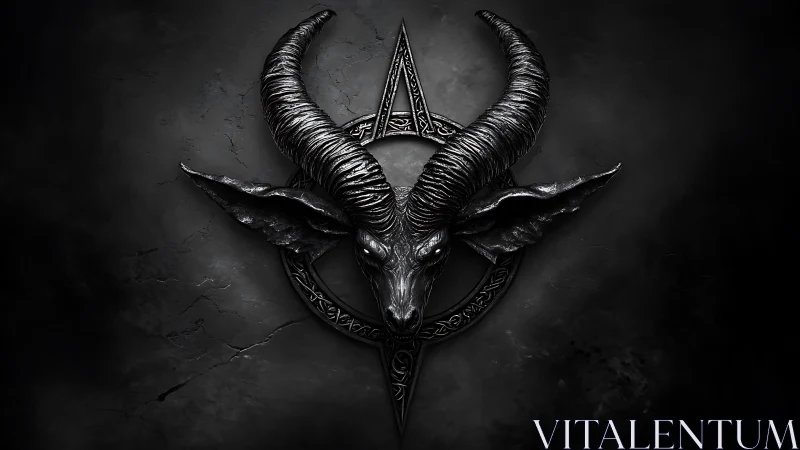 Horned midnight emblem carved from shadow and silver.